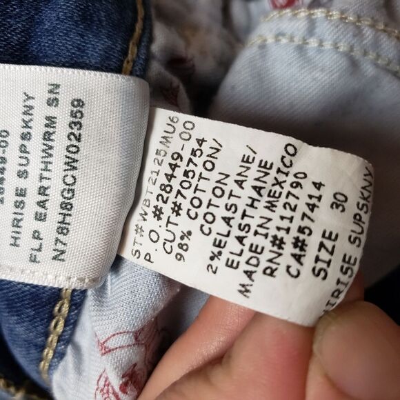 True Religion High Rise super skinny flap pocket distressed / destroyed Jeans - Picture 11 of 16